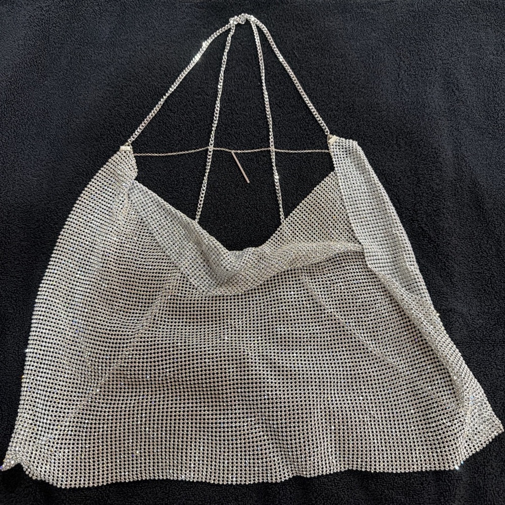 Silver Chainmail Halter Top small/medium/ adjustable - never worn